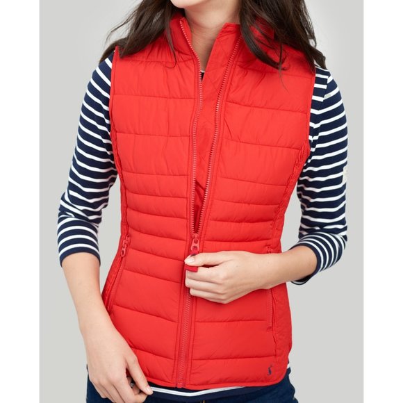 NWT Womens Size 2 Joules Red Fallow Sleek Puffer Vest Jacket - Picture 2 of 5